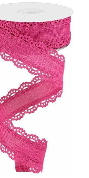 1.5" Scalloped Edge Ribbon: Fuchsia (10 Yard) - Michelle's aDOORable Creations - Wired Edge Ribbon