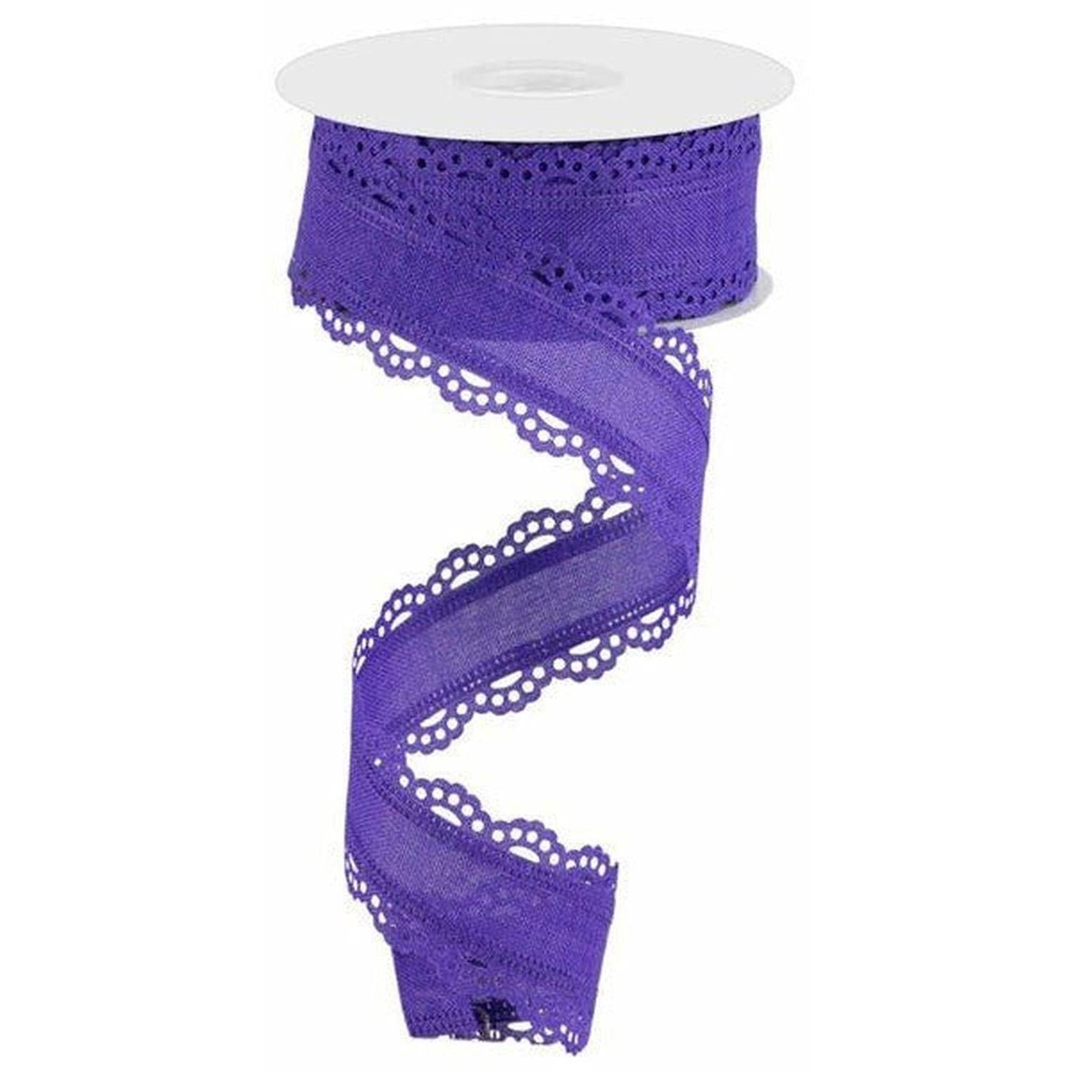 1.5" Scalloped Edge Ribbon: New Purple (10 Yard)