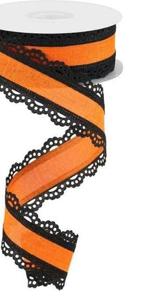1.5" Scalloped Edge Ribbon: Orange (10 Yard) - Michelle's aDOORable Creations - Wired Edge Ribbon