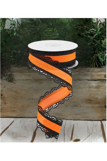 1.5" Scalloped Edge Ribbon: Orange (10 Yard) - Michelle's aDOORable Creations - Wired Edge Ribbon