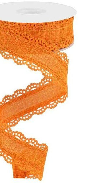 1.5" Scalloped Edge Ribbon: Orange (10 Yard) - Michelle's aDOORable Creations - Wired Edge Ribbon