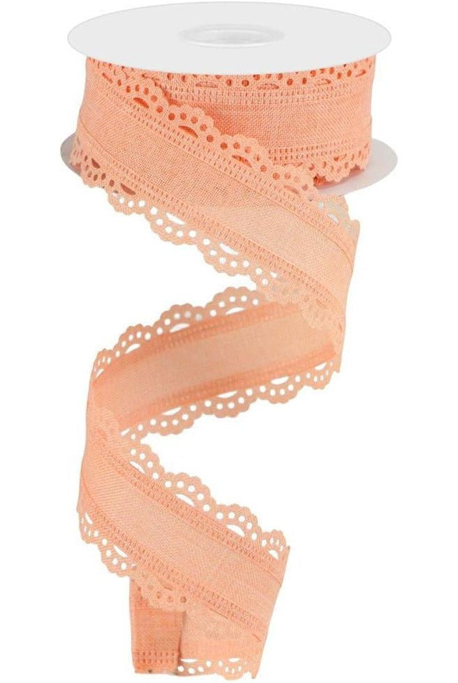1.5" Scalloped Edge Ribbon: Peach (10 Yard) - Michelle's aDOORable Creations - Wired Edge Ribbon