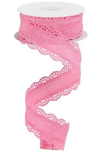 1.5" Scalloped Edge Ribbon: Pink (10 Yard) - Michelle's aDOORable Creations - Wired Edge Ribbon