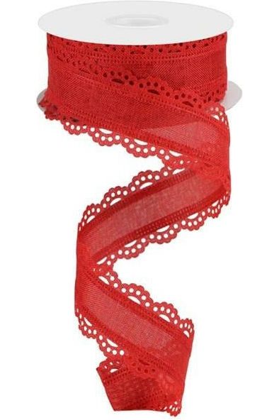 1.5" Scalloped Edge Ribbon: Red (10 Yard) - Michelle's aDOORable Creations - Wired Edge Ribbon