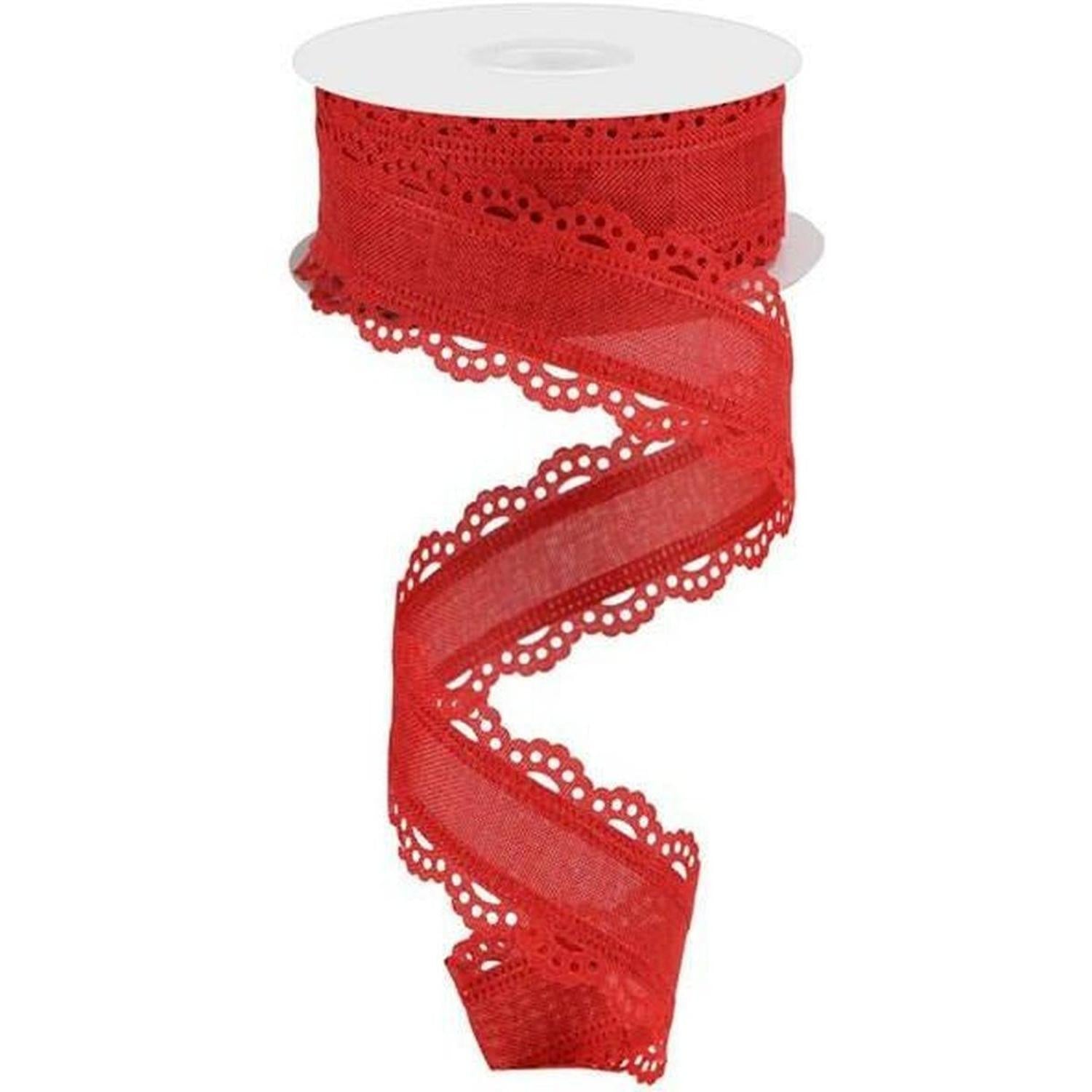 Shop For 1.5" Scalloped Edge Ribbon: Red (10 Yard) at Michelle's aDOORable Creations