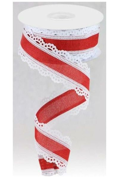 Shop For 1.5" Scalloped Edge Ribbon: Red/White (10 Yard) RGA1541W7
