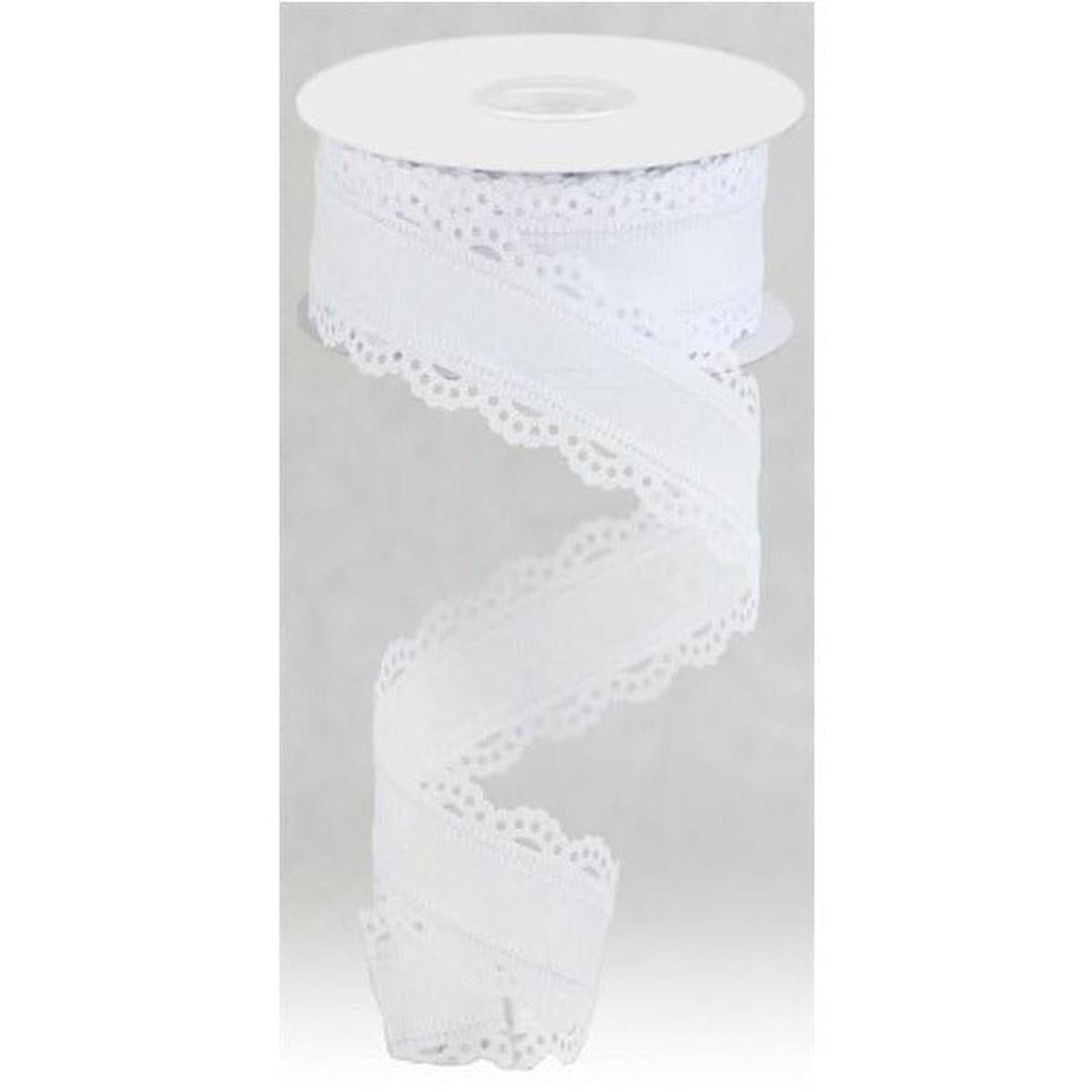 1.5" Scalloped Edge Ribbon: White (10 Yard)