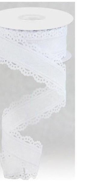 1.5" Scalloped Edge Ribbon: White (10 Yard) - Michelle's aDOORable Creations - Wired Edge Ribbon