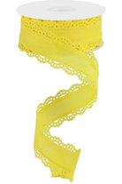 1.5" Scalloped Edge Ribbon: Yellow (10 Yard) - Michelle's aDOORable Creations - Wired Edge Ribbon