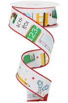 Shop For 1.5" School Rocks Ribbon: White (10 Yards) at Michelle's aDOORable Creations