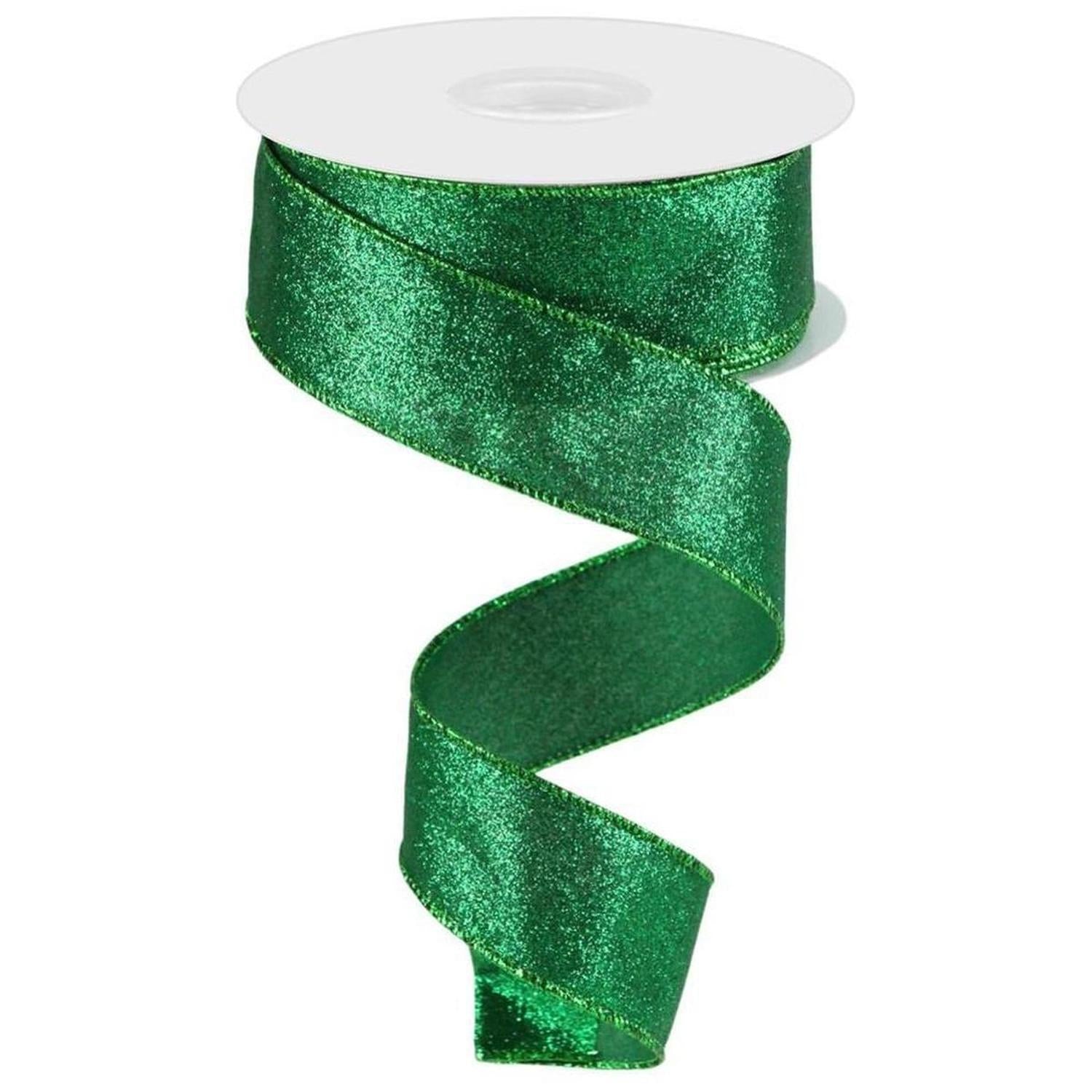 1.5" Shimmer Glitter Ribbon: Emerald Green (10 Yards)