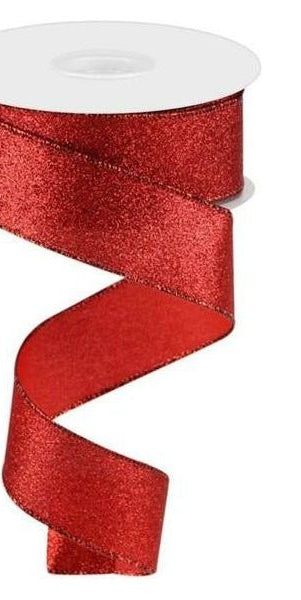 1.5" Shimmer Glitter Ribbon: Red (10 Yards) - Michelle's aDOORable Creations - Wired Edge Ribbon