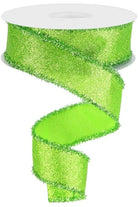 1.5" Shimmer Glitter Tinsel Ribbon: Lime Green (10 Yards) - Michelle's aDOORable Creations - Wired Edge Ribbon
