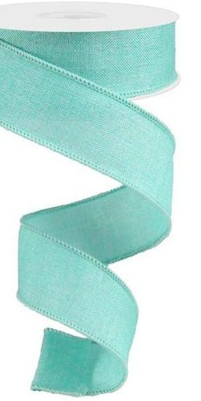 1.5" Shiny Canvas Ribbon: Aquamarine (10 Yards) - Michelle's aDOORable Creations - Wired Edge Ribbon