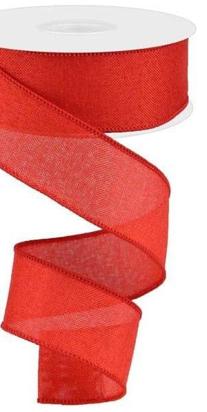 1.5" Shiny Canvas Ribbon: Red (10 Yards) - Michelle's aDOORable Creations - Wired Edge Ribbon