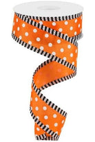 Shop For 1.5" Small Polka Dot Stripe Ribbon: Orange/White (10 Yards) at Michelle's aDOORable Creations