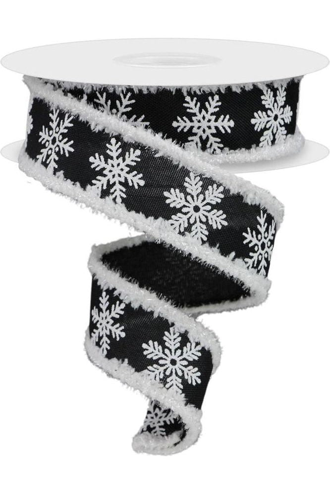 Shop For 1.5" Snowflake Drift Ribbon: Black & White (10 Yards) RGA884202