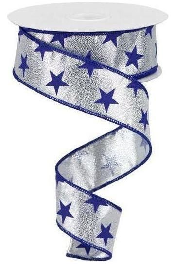 Shop For 1.5" Stars on Metallic Ribbon: Silver (10 Yards) at Michelle's aDOORable Creations