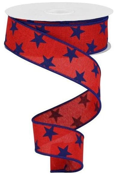 Shop For 1.5" Stars on Royal Ribbon: Red (10 Yards) RGA111524