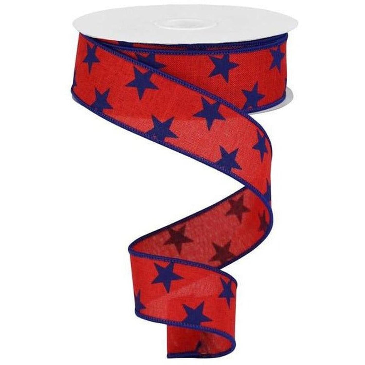 Shop For 1.5" Stars on Royal Ribbon: Red (10 Yards) at Michelle's aDOORable Creations