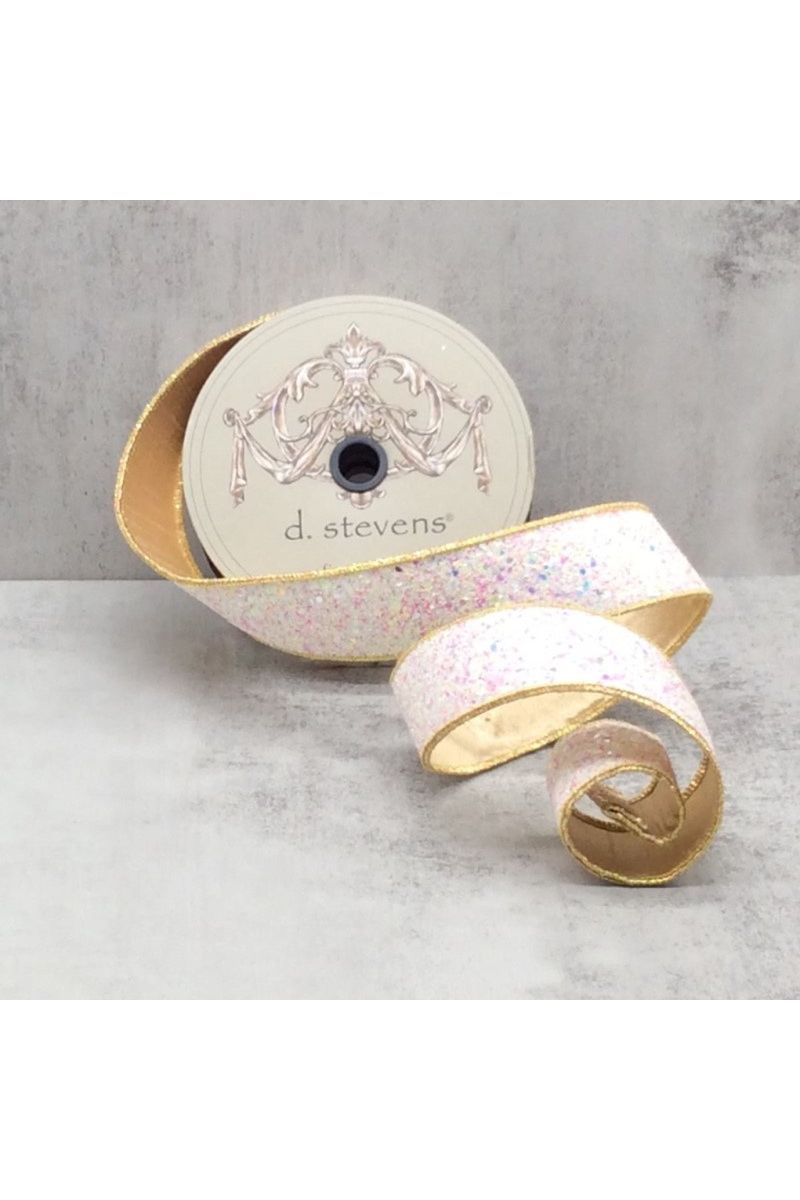 1.5" Sugar Plum Glitter Ribbon: Icy Iridescent (10 Yards) - Michelle's aDOORable Creations - Wired Edge Ribbon