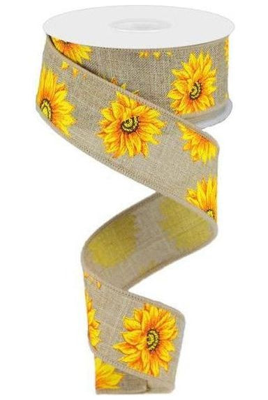 Shop For 1.5" Sunflower on Canvas Ribbon: Beige (10 Yards) RG01872CJ