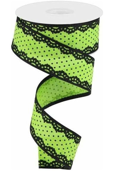 Shop For 1.5" Swiss Dots Lace Edge Ribbon: Lime Green (10 Yards) RG08817AM