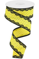 Shop For 1.5" Swiss Dots Lace Edge Ribbon: Yellow (10 Yards) RG08817N6