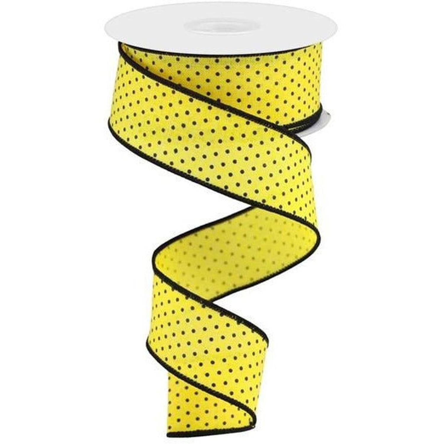 Shop For 1.5" Swiss Dots Ribbon: Sun Yellow & Black (10 Yards) at Michelle's aDOORable Creations