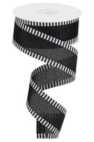 1.5" Thin Stripe Edge Royal Ribbon: Black (10 Yards) - Michelle's aDOORable Creations - Wired Edge Ribbon