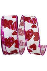 Shop For 1.5" Tossed Hearts Ribbon: White (20 Yards) at Michelle's aDOORable Creations