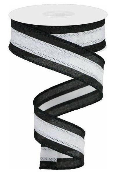 Shop For 1.5" Tricolor Striped Ribbon: Black & White (10 Yards) RG01530L6