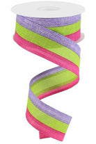 Shop For 1.5" Tricolor Striped Ribbon: Lavender, Fuchsia, & Lime Green (10 Yards) RG0160149