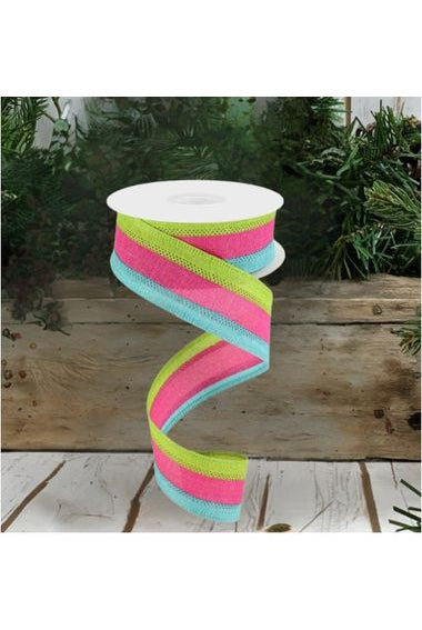 Shop For 1.5" Tricolor Striped Ribbon: Teal, Fuchsia, & Lime Green (10 Yards) RG0160150