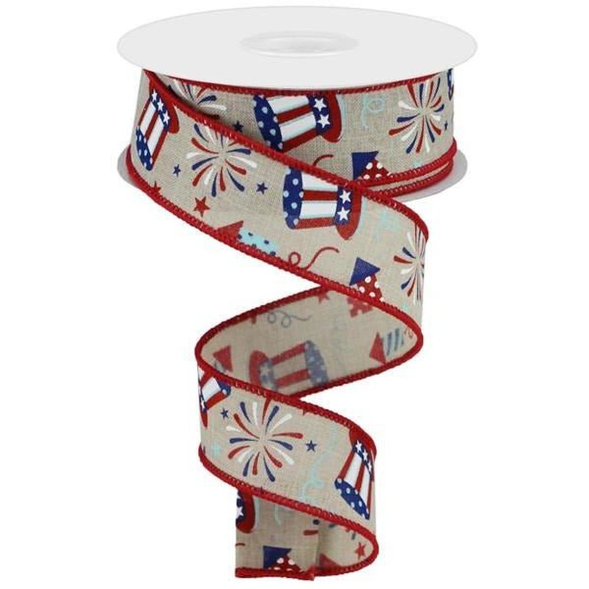 Shop For 1.5" Uncle Sam Fireworks Ribbon: Natural (10 Yards) at Michelle's aDOORable Creations