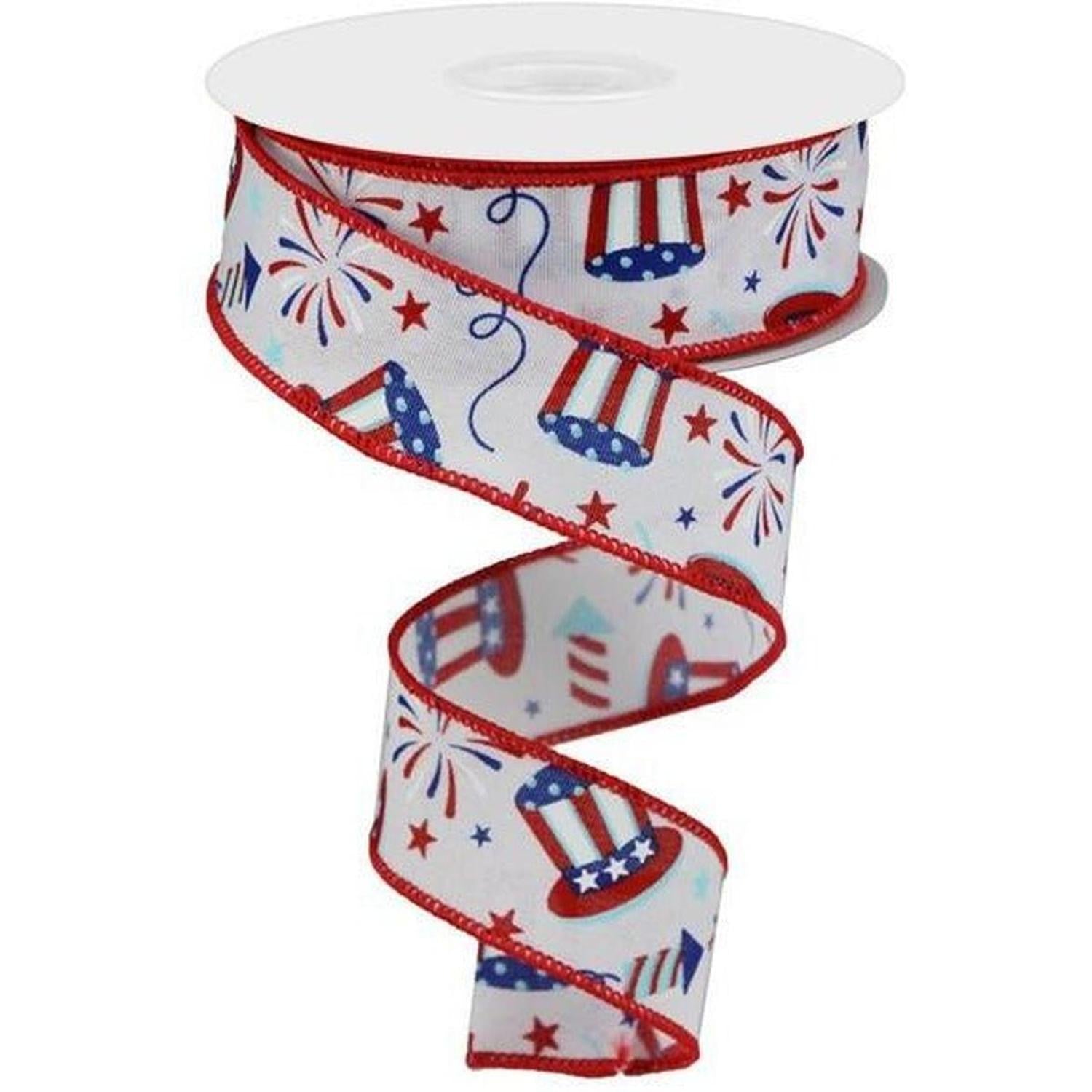 1.5" Uncle Sam Fireworks Ribbon: White (10 Yards)