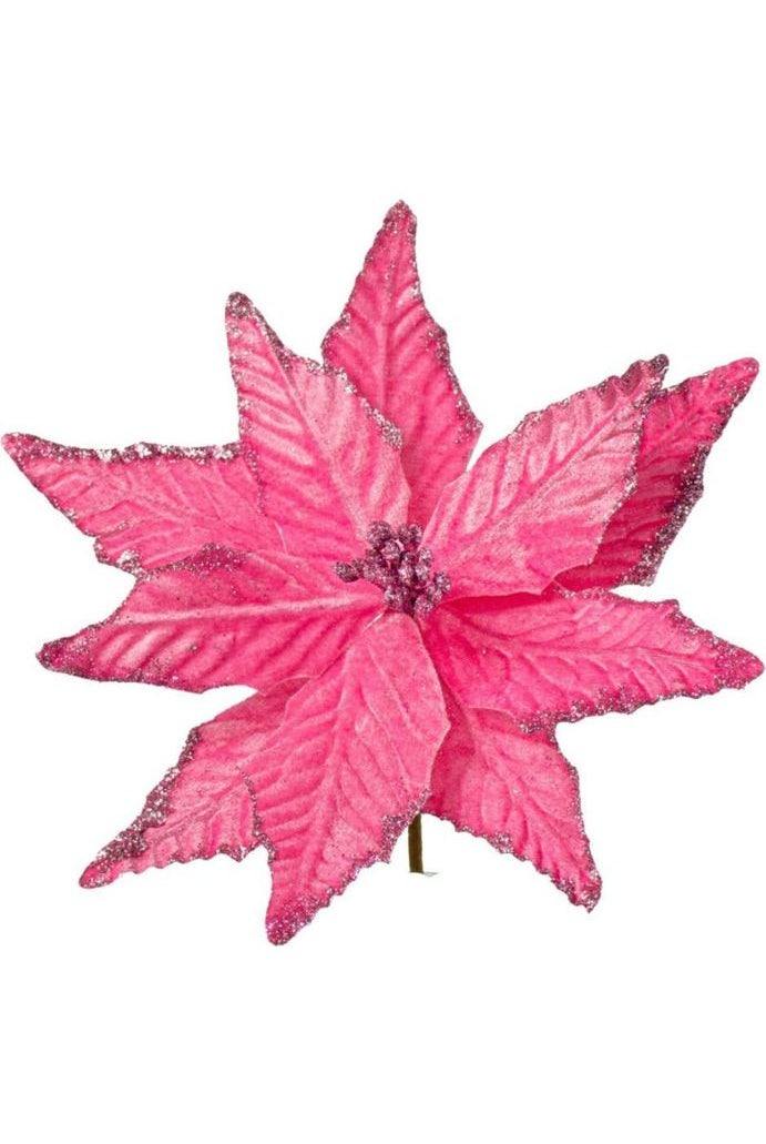 15" Velvet Poinsettia Pick: Pink - Michelle's aDOORable Creations - Sprays and Picks