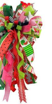1.5" Watermelon Slice Gingham Ribbon: Black/White (10 Yards) - Michelle's aDOORable Creations - Wired Edge Ribbon