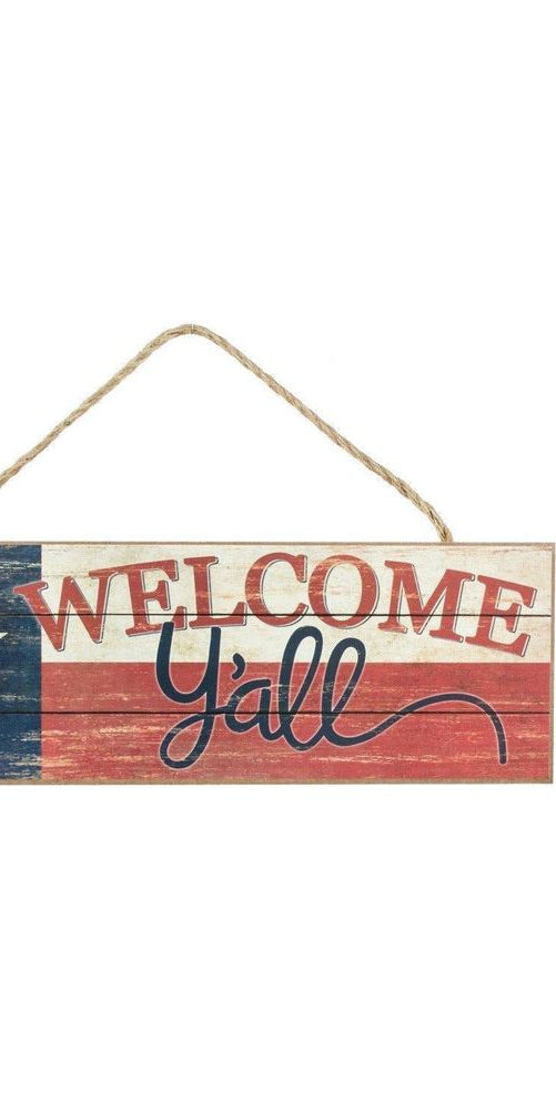15" Wood Sign: Texas Flag Welcome Y'all Sign - Michelle's aDOORable Creations - Wooden/Metal Signs