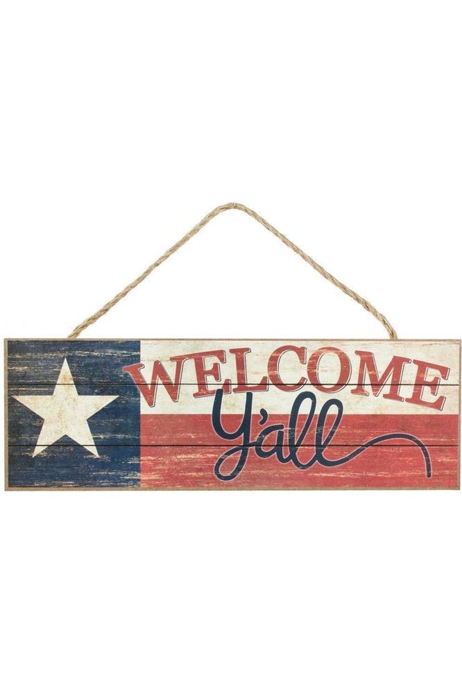 15" Wood Sign: Texas Flag Welcome Y'all Sign - Michelle's aDOORable Creations - Wooden/Metal Signs