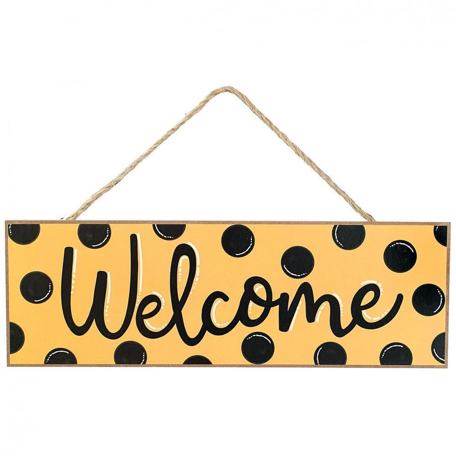 15" Wood Sign: Yellow Black Welcome