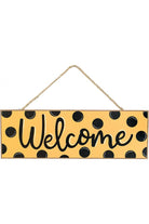 15" Wood Sign: Yellow Black Welcome - Michelle's aDOORable Creations - Wooden/Metal Signs