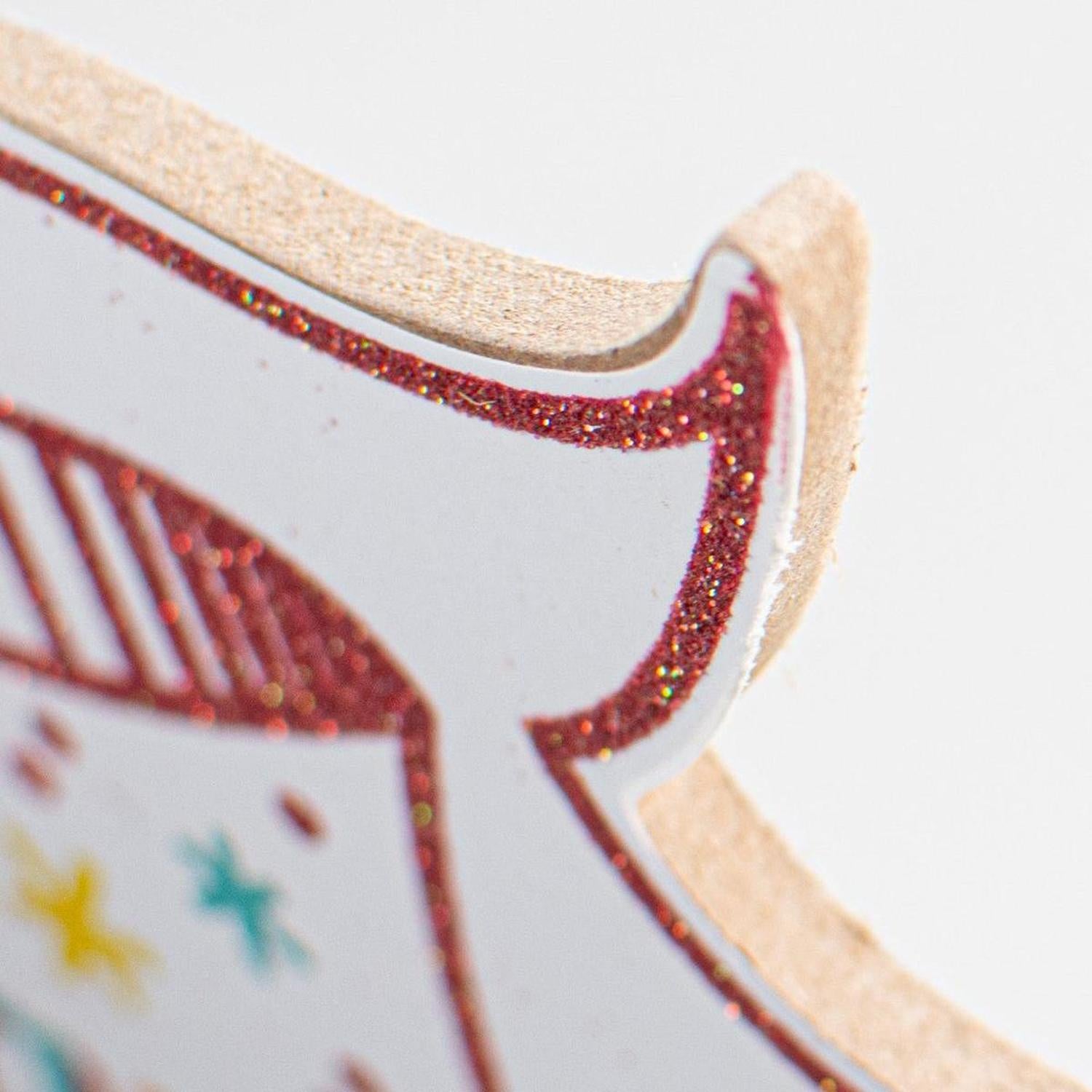 15" Wooden Banner Sign: Glitter Birthday