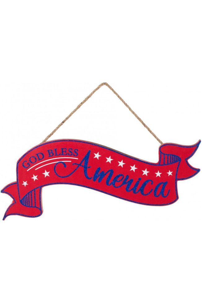 15" Wooden Banner Sign: God Bless America - Michelle's aDOORable Creations - Wooden/Metal Signs