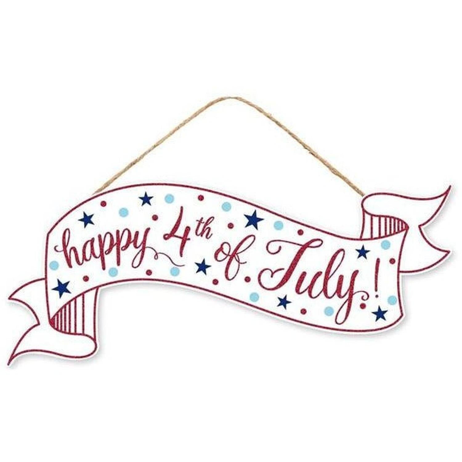 15" Wooden Banner Sign: Happy 4th of July