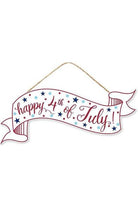 15" Wooden Banner Sign: Happy 4th of July - Michelle's aDOORable Creations - Wooden/Metal Signs