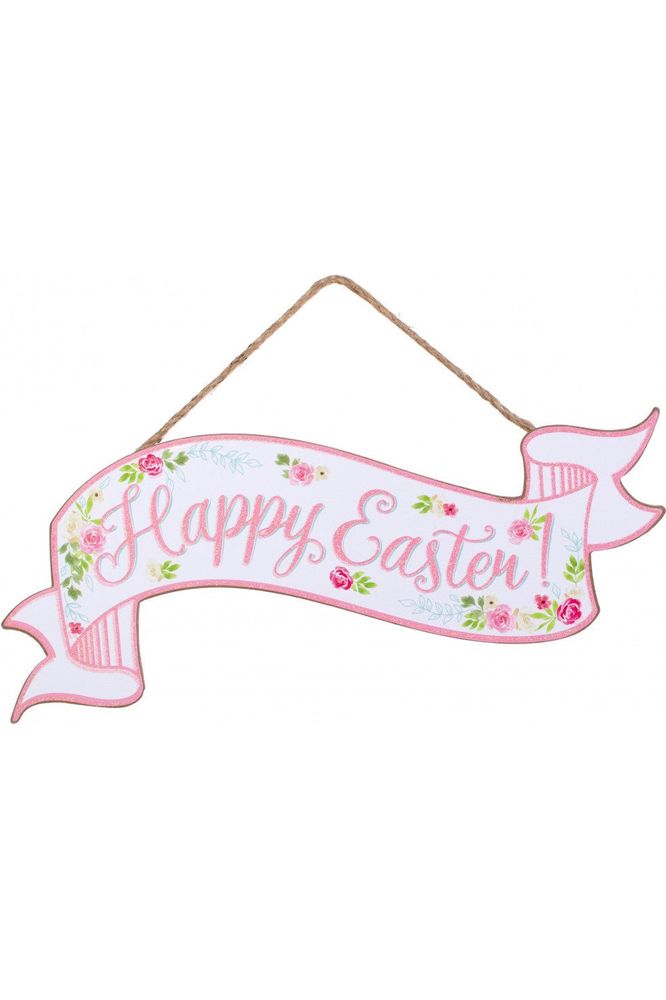 15" Wooden Banner Sign: Happy Easter - Michelle's aDOORable Creations - Wooden/Metal Signs