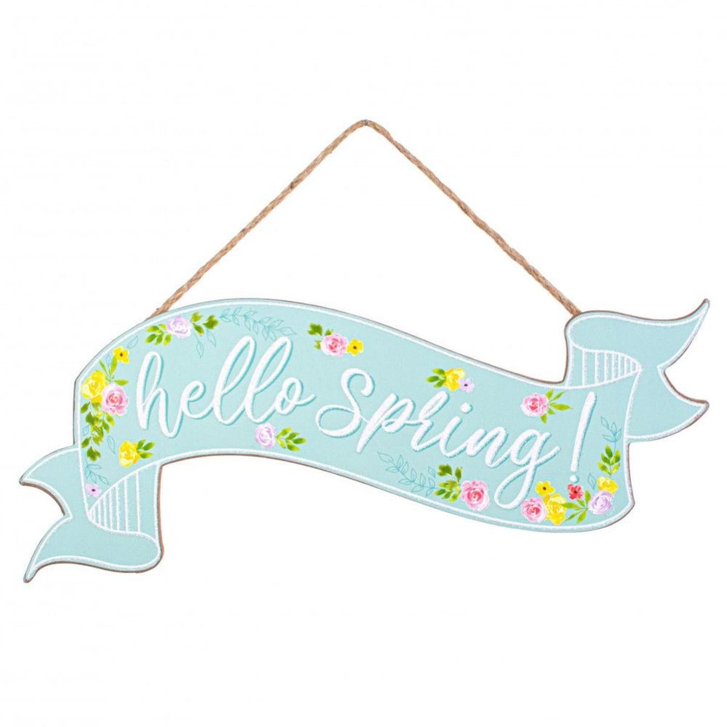 15" Wooden Banner Sign: Hello Spring