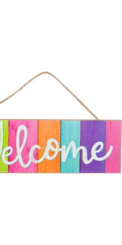 15" Wooden Sign: Multi Color Welcome - Michelle's aDOORable Creations - Wooden/Metal Signs