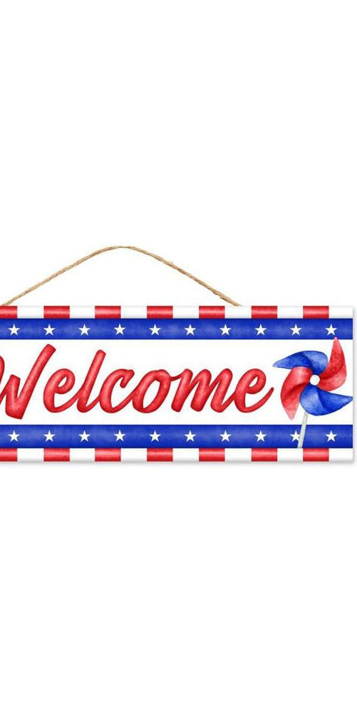 15" Wooden Sign: Welcome Americana/Pinwheel - Michelle's aDOORable Creations - Wooden/Metal Signs